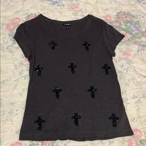 Express sequin cross T-shirt
